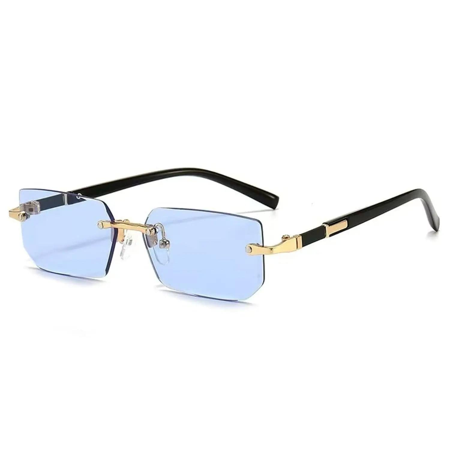 VISQUE AURUM retro sunglasses with blue lenses and gold accents, combining vintage charm and modern luxury.